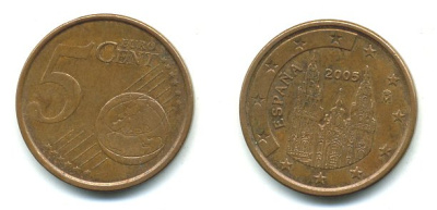 Испания 5 евроцентов 2005 KM 1042 сталь плакированная медью 29-1152