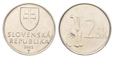 Словакия 2 кроны 2002 KM 13 сталь плакированная никелем UNC 31-1013