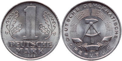 ГДР 1 МАРКА 1962 А KM 13 алюминий aUNC 1523-143
