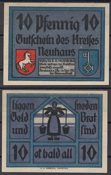 Нойхаус 10 пфеннигов 1921 DeNG 2 974.1-1/3 бумага UNC (пресс) 8612-22-2-2