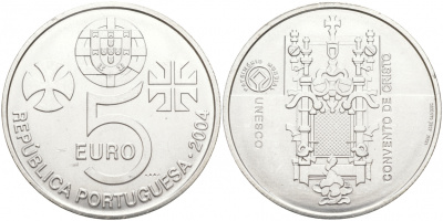ПОРТУГАЛИЯ 5 ЕВРО 2004 НАСЛЕДИЕ ЮНЕСКО KM 754 серебро UNC 1521-1314