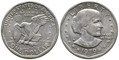 США 1 доллар 1979 P, Сьюзен Энтони KM 207 медь плакированная медно-никелем 259-1234