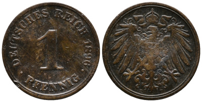 ГЕРМАНИЯ 1 ПФЕННИГ 1896 D KM 10, J. 10 медь 39-821