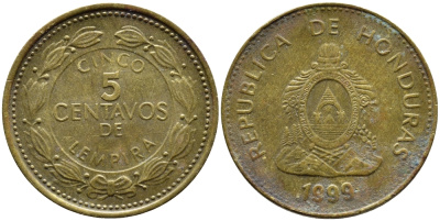 Гондурас 5 сентаво 1999 KM 72.4 латунь 4390-123