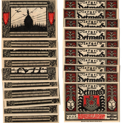 Детмольд полный набор из 10 нотгельдов 1920  DeNG 1/2 0268.8 7555-39-1-2