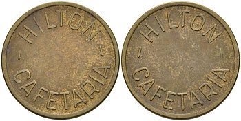 НИДЕРЛАНДЫ КОФЕЙНЫЙ ЖЕТОН HILTON "CAFETARIA", ДИАМЕТР 23,5 ММ. латунь 4573-432