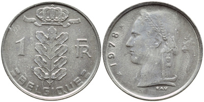 БЕЛЬГИЯ 1 ФРАНК 1978 BELGIQUE KM 142.1 медно-никель 4379-1216