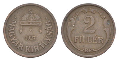 Венгрия 2 филлера 1927 BP KM 506 бронза 4636-442