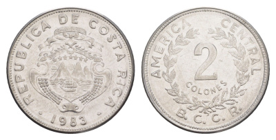 Коста-Рика 2 колона 1983 KM 211.1 нержавеющая сталь UNC 4642-852
