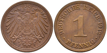 Германия 1 пфенниг 1912 A KM 10, J. 10 медь 4576-235