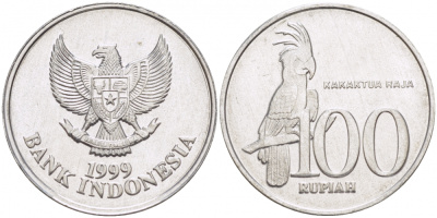 Индонезия 100 рупий 1999 черный пальмовый какаду KM 61 алюминий UNC 3457-621