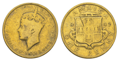 Ямайка 1 пенни 1942 KM 32 никель латунь 4628-454