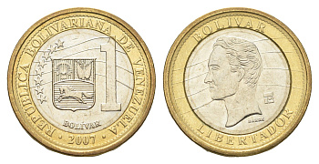 Венесуэла 1 боливар 2007 Симон Боливар Y 93 биметалл UNC 4666-1233