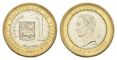 Венесуэла 1 боливар 2007 Симон Боливар Y 93 биметалл UNC 4666-1233