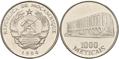 Мозамбик 1000 метикалов 1994 KM 122 сталь плакированная никелем UNC 4593-913