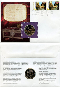 Нидерланды 1 экю 1998 Мюнстерский мир, в оригинальном конверте, с марками, первый день гашения X 228 медно-никель BU 4-3-8-18