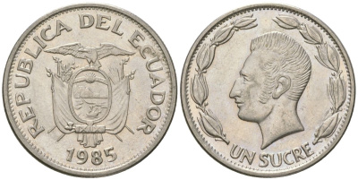Эквадор 1 сукре 1985 KM 85.1 сталь плакированная никелем aUNC 4511-814