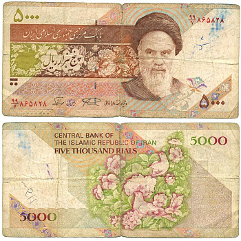 ИРАН 5000 РИАЛОВ 1993- ПОДПИСЬ 28 Pick 145с бумага 7548-94-1