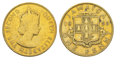 Ямайка 1 пенни 1953 KM 37 никель латунь 4628-632