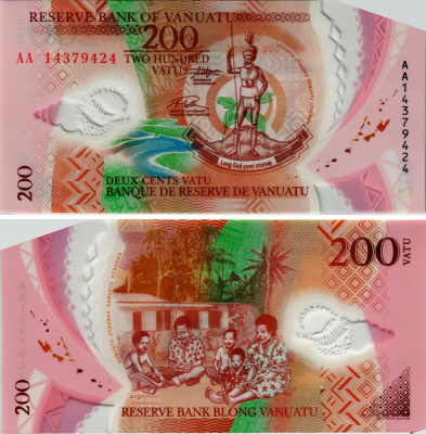 Вануату 200 вату 2014 серия АА Pick 12 пластик UNC (пресс) 449-21-1