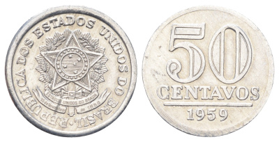 Бразилия 50 сентаво 1959 KM 569 алюминий 4668-1067
