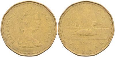 Канада 1 доллар 1987 Елизавета II (1952-2022), утка KM 157 никель плакированный алюминиевой бронзой 63-456