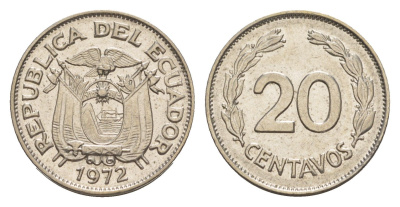 Эквадор 20 сентаво 1972 KM 77.1c сталь плакированная никелем 4640-1233
