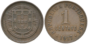 Португалия 1 сентаво 1917 KM 565 бронза 4611-235