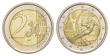Италия 2 евро 2006 XX зимние Олимпийские Игры, Турин 2006 KM 246 биметалл UNC 4633-1045
