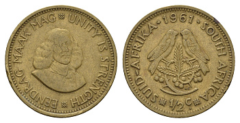 ЮАР 1/2 цента 1961 Ян ван Рибек KM 56 латунь 4114-444