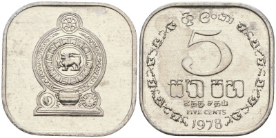 Шри-Ланка 5 центов 1978 KM 139a алюминий 4136-557