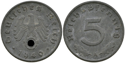 Германия 5 рейхспфеннигов 1940 A KM 100 цинк 4169-436