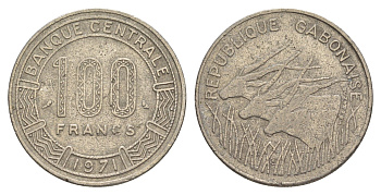 Габон 100 франков 1971 Центральный банк государств Западной Африки KM 12 никель 4642-313