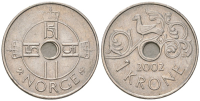 Норвегия 1 крона 2002 Харальд V (1991-) KM 462 медно-никель 4561-215