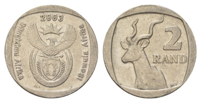 ЮАР 2 ранда 2003 KM 335 медь плакированная никелем 4626-1242