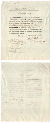 Франция платежный мандат / платежное поручение на суммму 5 франков 1833 бумага 8618-20-1-2