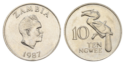 Замбия 10 нгве 1987 KM 12 медь цинк никель UNC 92-927