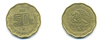 Мексика 50 сентаво 2007 KM 549 алюминиевая бронза 176-1224