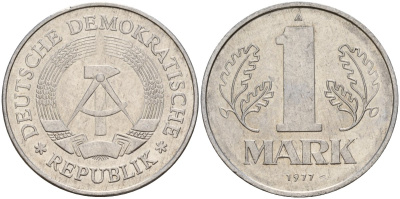 ГДР 1 марка 1977 A KM 35.2 алюминий 181-951