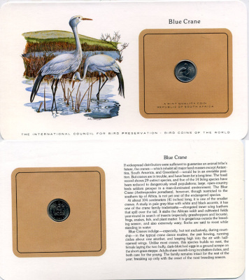 ЮАР 5 центов 1980 СЕРИЯ МОНЕТЫ МИРА С ИЗОБРАЖЕНИЕМ ПТИЦ, В ОРИГИНАЛЬНОМ БУКЛЕТЕ С ОПИСАНИЕМ KM 84 никель UNC 5121-25