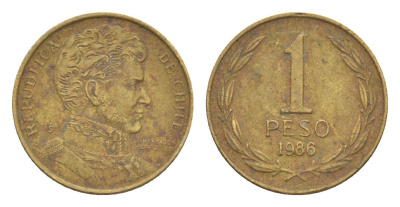 Чили 1 песо 1986 KM 216 алюминиевая бронза 4649-823
