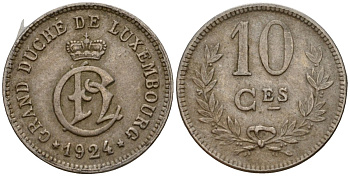 Люксембург 10 сантимов 1924 Шарлотта (1918-1964) KM 34 медно-никель 4584-117