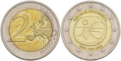 Австрия 2 евро 2012 10 лет монетарной политике и наличному евро KM 3205 биметалл UNC 4185-146