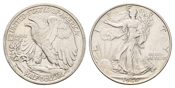США 1/2 доллара (50 центов) 1946 S KM 142 серебро 3711-912
