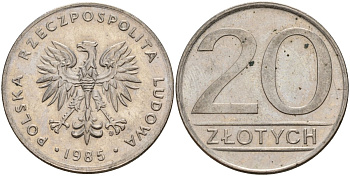 Польша 20 злотых 1985 MW Y 153.1 медно-никель 4187-635