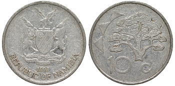 Намибия 10 центов 1998 дерево KM 2 никелированная сталь 4163-932