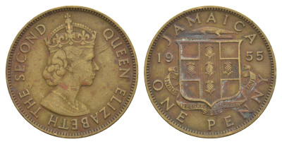 Ямайка 1 пенни 1955 Елизавета II (1952-2022) KM 37 никель латунь 4626-637