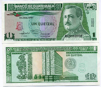 Гватемала 1 кетсаль 1992 22 января 1992, генерал Хосе Мария Ореллано, президент Гватемалы (1921-1926) Pick 73 с бумага UNC (пресс) 6293-26-2-1