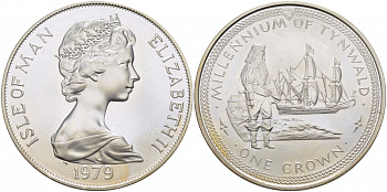 Остров Мэн 1 крона 1979 1000 летие Тинвальду (парламенту), солдат KM 49a серебро UNC 11-171-34