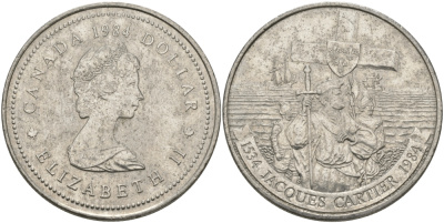 Канада 1 доллар 1984 Жак Картье KM 141 никель UNC 97-113